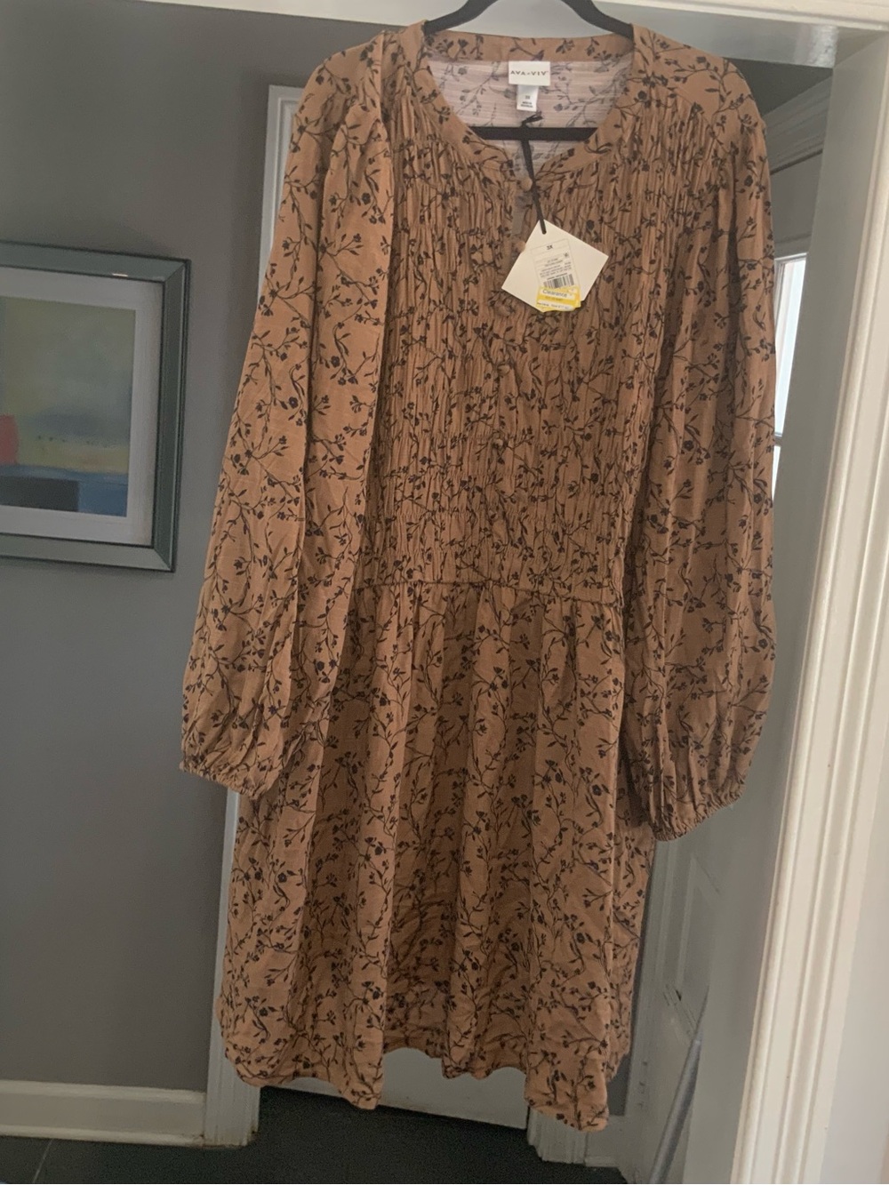 Ava Viv  Brown Floral Dress nwt size 3X sku 3248
